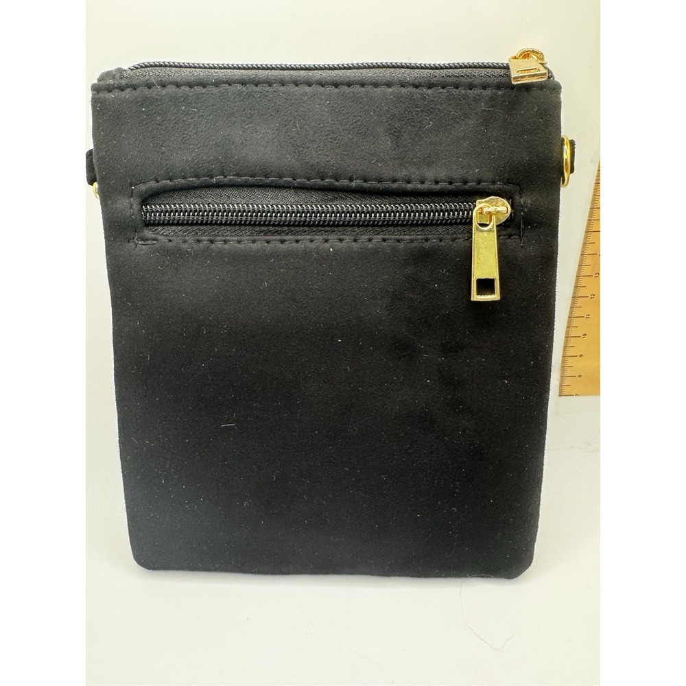 Black Suede Like Boho Crossover Purse/Bag - Removable Strap - Picture 4 of 9